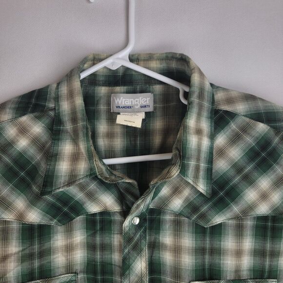 Wrangler Wrancher Womens Size 2X Green Plaid Pearl Snap Western LS Shirt - Picture 2 of 7